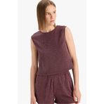 DeFacto Boxy Fit Bisiklet Yaka Bürümcük Atlet, L, F4439AX25SM, Bordo-BR475, Kadın