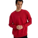 DeFacto Boxy Fit Bisiklet Yaka İçi Yumuşak Tüylü Baskılı Sweatshirt, M, X8282AZ25AU, Kırmızı-RD349, erkek