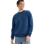 DeFacto Boxy Fit Bisiklet Yaka İçi Yumuşak Tüylü Baskılı Sweatshirt, S, X8282AZ25AU, İndigo-IN270, erkek