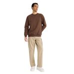 DeFacto Boxy Fit Bisiklet Yaka İçi Yumuşak Tüylü Baskılı Sweatshirt, S, X8282AZ25AU, Kahve, erkek
