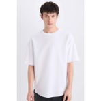 DeFacto Boxy Fit Bisiklet Yaka Kısa Kollu Basic Düz Waffle Beyaz Tişört B4443AX25SP - Beyaz-WT34 - XS