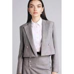 DeFacto Boxy Fit Blazer Ceket, 34, G8903AX26SP, Gri-GR394, Kadın