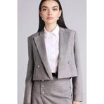DeFacto Boxy Fit Blazer Ceket, 38, G8903AX26SP, Gri-GR394, Kadın