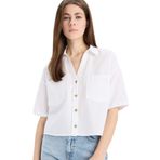 DeFacto Boxy Fit Cepli Basic Gömlek Beyaz, L, V2523AZ25SP, Beyaz-WT34, Kadın