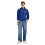 DeFacto Boxy Fit Dik Yaka Baskılı Sweatshirt, L, F9709AX26SP, Mavi-BE753, erkek