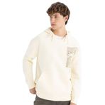 DeFacto Boxy Fit Kapüşonlu Baskılı Kanguru Cepli Sweatshirt, S, 3166748, Ekru, erkek