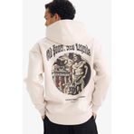 DeFacto Boxy Fit Kapüşonlu Baskılı Sweatshirt, M, F8189AX26SP, Ekru-ER22, erkek