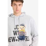 DeFacto Boxy Fit Kapüşonlu Baskılı Sweatshirt, XL, F2248AX25WN, Gri-GR389, erkek