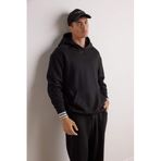DeFacto Boxy Fit Kapüşonlu Kanguru Cepli Jakarlı Sweatshirt, S, E9308AX25AU, Siyah-BK81, erkek