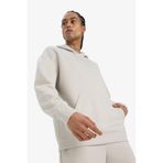 DeFacto Boxy Fit Kapüşonlu Kanguru Cepli Jakarlı Sweatshirt, XL, E9308AX25AU, Gri-GR437, erkek