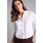 DeFacto Boxy Fit Keten Karışımlı Gömlek, L, V2523AZ26SP, Beyaz-WT34, Kadın