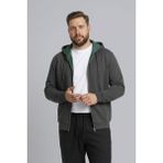 DeFacto Büyük Beden Kapüşonlu Fermuarlı Sweatshirt H2059AX26SP - Gri-GR206 - 5XL
