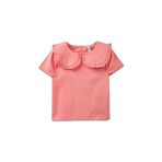 DeFacto Büyük Yaka Keten Karışımlı Kısa Kollu Gömlek Kız Bebek, 9-12 Ay, H4253A526SM, Pembe-PN682, Kız bebek
