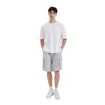 DeFacto C5591AX24HS Gri-GR184 Erkek Relax Fit Beli Lastikli Bağcıklı Basic Düz Kargo Bermuda Şort