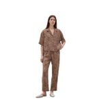 DeFacto Carrot Fit Leopar Desenli Modal Kumaş Pantolon Çift Cepli Yüksek Bel Düz Paça, 38, E6360AX25SP, Kahve-BN226, Kadın