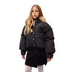 DeFacto Çıkarılabilir Kapüşonlu Mont Fermuarlı Çıtçıtlı Cepli Kız Çocuk, 7-8 Yaş, Kapüşonlu Mont, Siyah-BK27, Kız çocuk