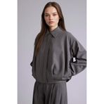 Defacto Çizgili Blazer Ceket, 34, H0097AX26SP, Antrasit, Kadın
