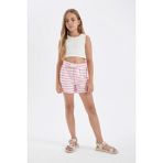 DeFacto Çizgili Şort Kız Çocuk D0902A824HS - Pembe-PN449 - 5 - 6 Yaş