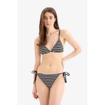 DeFacto Çizgili Tül Bağcıklı Bikini Altı, XL, E0146AX25SM, Siyah-BK81, Kadın