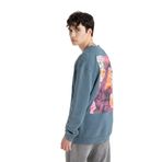 DeFacto Comfort Fit Bisiklet Yaka Sırt Baskılı Yıkamalı Soluk Efektli Sweatshirt İndigo L
