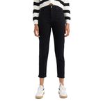 DeFacto Comfort Mom Fit Yüksek Rahat Kalıp Hafif Dar Paça Bel Bilek Boy Jean Pantolon Siyah 34