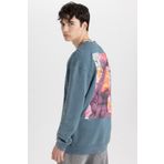 DeFacto Comfort Regular Fit Rahat Kalıp Bisiklet Yaka Sırt Baskılı Yıkamalı Soluk Efektli Sweatshirt C1664ax