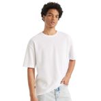 DeFacto Comfort Regular Fit Rahat Kesim Bisiklet Yaka Kısa Kollu Ağır Kumaş Basic Düz Beyaz Tişört, S, B4444AX24AU, Beyaz-WT34, Erkek