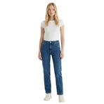 DeFacto Comfort Straight Normal Bel Bilek Boy Jean Yıkamalı Pantolon, 34, F9726AX, D.BLUE, Kadın
