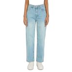 DeFacto Comfort Straight Normal Bel Bilek Boy Jean Yıkamalı Pantolon, 40, G2215AX26SP, Mavi, Kadın