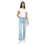 DeFacto Comfort Straight Normal Bel Bilek Boy Jean Yıkamalı Pantolon, 42, G2215AX25WN, Mavi-NM28, Kadın