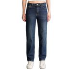 DeFacto Comfort Straight Normal Bel Uzun Jean Yıkamalı Pantolon, 34, H1654AX26SM, Mavi-NM35, Kadın