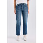 DeFacto Comfort Straight Yüksek Bel Bilek Boy Jean Yıkamalı Pantolon, 32, D8154AX24WN, Mavi, Kadın