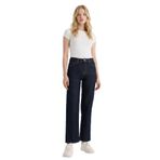 DeFacto Comfort Straight Yüksek Bel Bilek Boy Jean Yıkamalı Pantolon, 34, D8154AX25AU, Mavi-NM82, Kadın