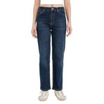 DeFacto Comfort Straight Yüksek Bel Bilek Boy Jean Yıkamalı Pantolon, 42, D8154AX26SP, Mavi, Kadın