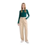 DeFacto Coool Baggy Ekru Fit Normal Bel Cepli Düz Basic Gabardin Kadın Pantolon