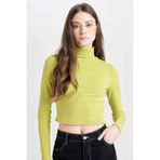 Defacto Coool Fitted Balıkçı Yaka Fitilli Kaşkorse Basic Düz Uzun Kollu Tişört B6783AX24AUGN263 Yeşil