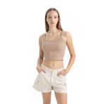 DeFacto Coool Fitted Fitilli Kaşkorse Basic Düz Atlet, XS, B0563AX24SM, Bej-BG400, Kadın
