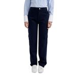DeFacto Coool Lacivert Straight Fit Kargo Gabardin Kadın Pantolon