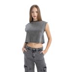 DeFacto Coool Loose Fit Yıkamalı Soluk Efektli Atlet, L, C5016AX24SM, Antrasit-AR191, Kadın