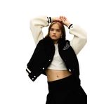 DeFacto Coool Oversize Fit Polo Yaka Nakışlı Çıtçıt Kapamalı Cepli Pelüş Bomber Mont Ceket Siyah XS