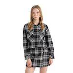 DeFacto Coool Oversize Geniş Kalıp Crop Cepli Kalın Flanel Uzun Kollu Ceket Gömlek Siyah L