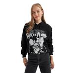 DeFacto Coool Rick and Morty Oversize Fit Kapüşonlu Baskılı Kalın Kumaş Sweatshirt Siyah S
