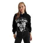 DeFacto Coool Rick and Morty Oversize Fit Kapüşonlu Baskılı Kalın Kumaş Sweatshirt Siyah XS