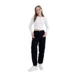 DeFacto Coool Siyah Normal Bel Kargo Cepli Basic Düz Gabardin Jogger Kadın Pantolon