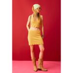 DeFacto Coool Slim Fit Dar Kesim Kroşe Mini Etek, L, D3583AX24HS, Sarı-YL56, Kadın