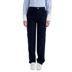 DeFacto Coool Straight Fit Gabardin Mavi Kadın Kargo Pantolon