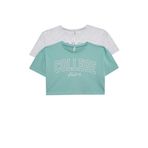 DeFacto Crop Bisiklet Yaka 2'li Kısa Kollu Tişört Kız Çocuk, 6-7 Yaş, B7795A8NS, Green, Kız çocuk