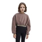 DeFacto Crop Bisiklet Yaka Baskılı İçi Yumuşak Tüylü Sweatshirt Kız Çocuk, 8-9 Yaş, D6186A824WN, Kahve-BN570, kız-çocuk