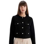 DeFacto Crop Bisiklet Yaka Blazer Ceket, 38, D3161AX24AU, Siyah-BK81, Kadın
