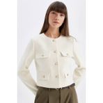 DeFacto Crop Bisiklet Yaka Düğmeli Blazer Ceket D3161AX24AU